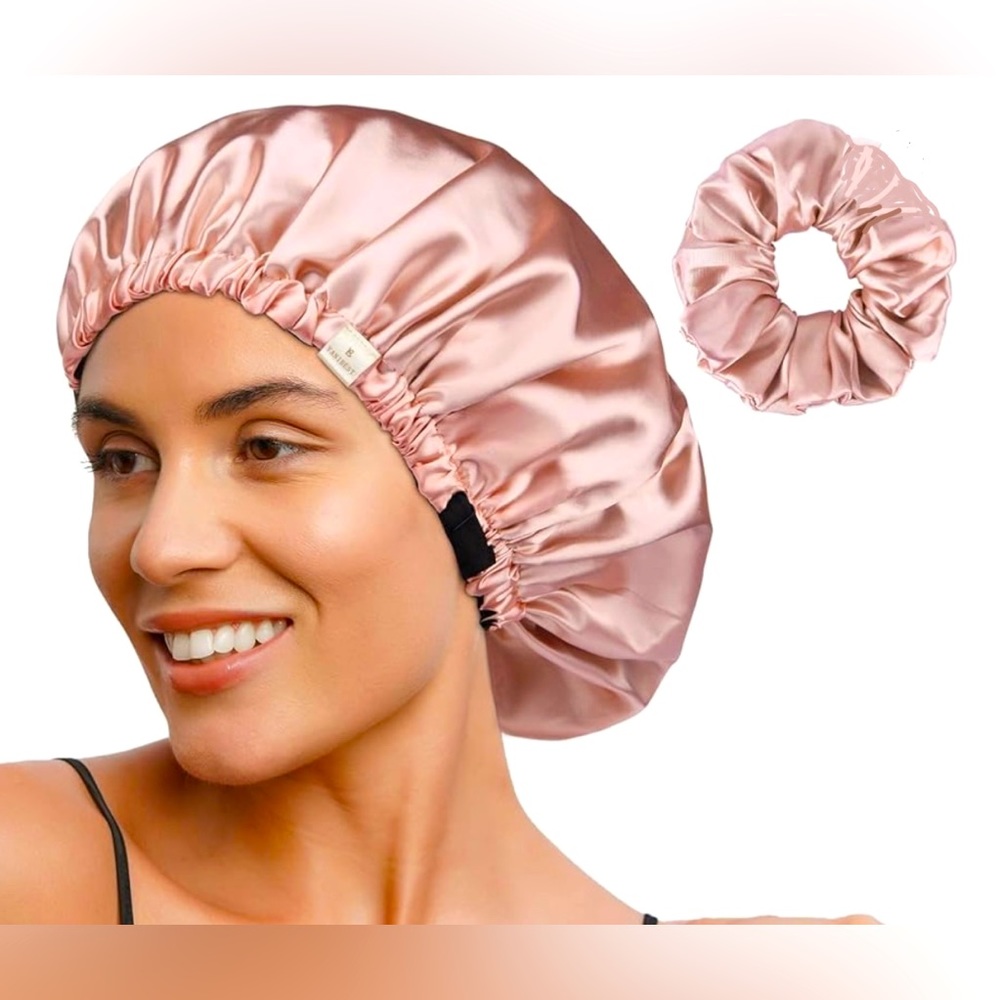 YANIBEST Satin Hair Bonnet and scrunchie for Sleeping. New in box w/plastic wrap